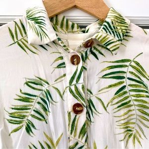 Palm Leaf Print Shirt Dress